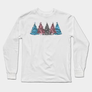 Large Spiral Transgender Pride Flag Christmas Tree Vector Long Sleeve T-Shirt